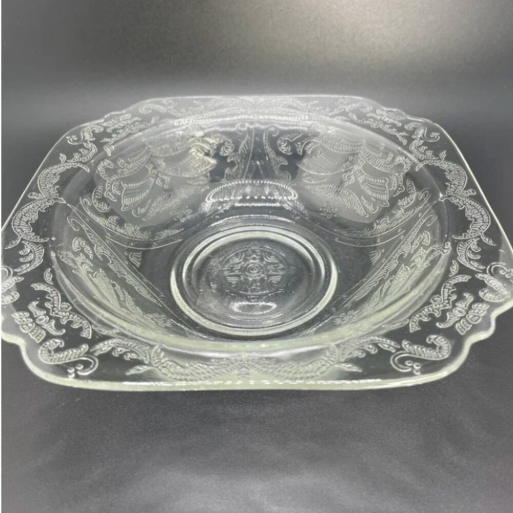 Vintage Depression Glass Madrid Pattern Bowl in Clear Glass. In Excellent Cond.